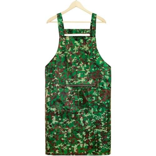 Men Women Waterproof Oil Proof Apron Camouflage Chef Kitchen Cook Work Wear Camouflage Apron 923-712