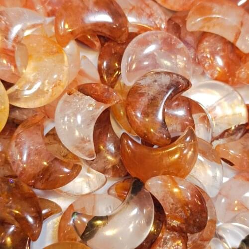 3PCS Natural crystal natural glue flower crystal moon shape Healing Stone Home Decoration