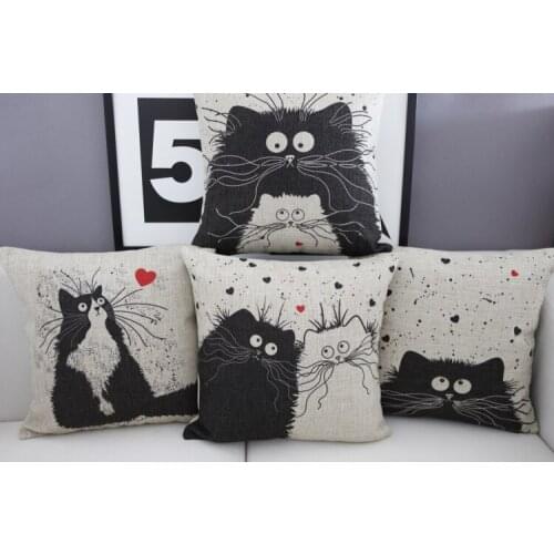 Cat pillow cover, love pillow case, cartoon Cat expression lover throw pillow cover pillowcase No Core