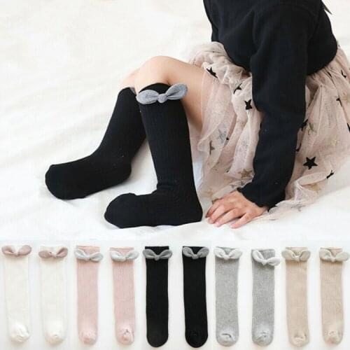 Newborn Baby Girls Socks Autumn Spring Winter Warm Mesh Socks Kids Bow Knee High Long Tube Sock Princess Infant Baby Socks 1-8Y