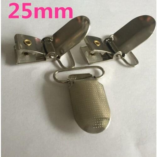 NEW 50 pcs/lot 25mm Dotted Metal Suspender Paci Pacifier Ribbon Clips Hook Holder with Plastic Insert for Craft Project
