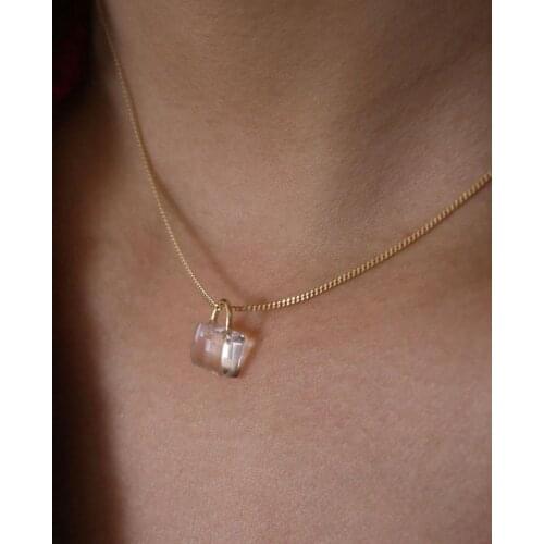 Dazan New Crystal Zircon Mini Lock Head 925 Silver Clavicle Chain Necklace Ice Chain Amazonite Diamond For Men For Women