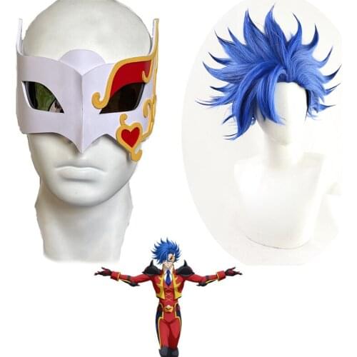Anime SK8 The Infinity Adam Shindo Ainosuke Cosplay Wig Adams Blue Short Hair Blindfold Women Man Wig SK Eight Cos Wig + Wig Cap