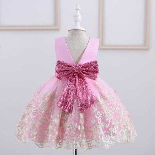 Baby Children Girl Dress 2021 Kids Ceremonies Party Summer Princess Wedding Party Dress Sequins Sleeveless For Girls Clothes 3Y
