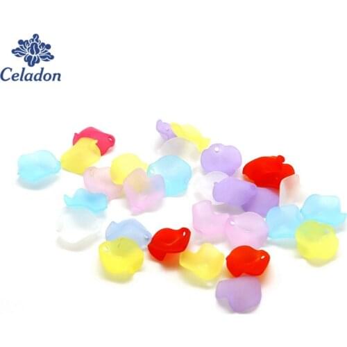 Approx 200pcs/lot Fashion Acrylic Charms Flower Leaf Frosted Acrylic Spacer Beads Caps For DIY Bracelet Necklace Fashion Jewelry