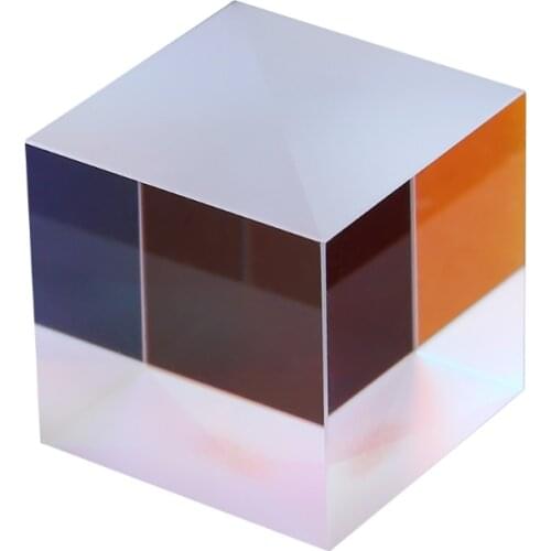 Colorful Combiner Splitter Cross Dichroic Cube RGB Prism Optical Glass Triangular Prism for Teaching Light Spectrum Physics 20mm