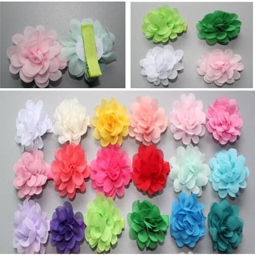 5cm chiffon flower cloth pet hair clips Safety of the dog hair accessories wholesale 48pcs