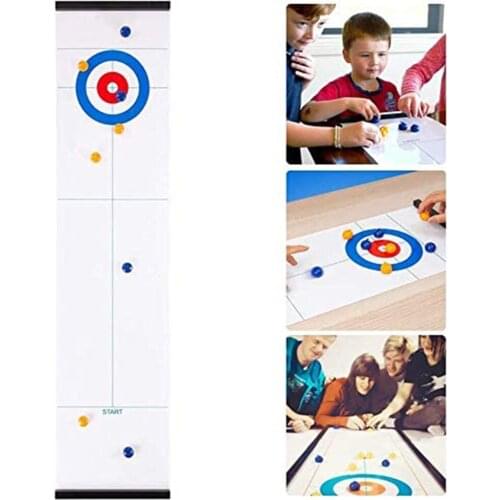 Foldable Tabletop Curling Game Family Board Game Parent-Child Interactive Party Entertainment Mini Ball Indoor Game Sports Toy