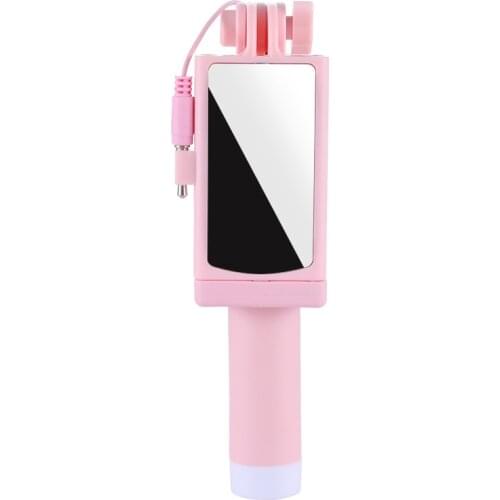 Selfie Stick Foldable Mini Smartphone Selfie Stick with Rearview Mirror Extendable Monopod Phone Holder for IOS Android