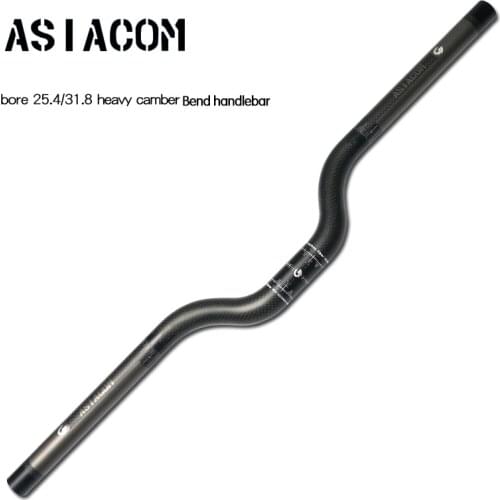 New ASIACOM Folded bike matt 3K full carbon fibre small-bore heavy camber bend bicycle handlebar 25.4/31.8*600-740mm Free ship