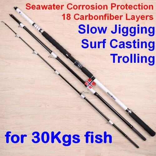 ZZ30 2.1m 2.4m 2.7m 3m 3.0m 3.3m Slow Jigging 18 Layers Carbonfiber Trolling Fishing Rod Hollow Tip 4.5mm Seawater Protection