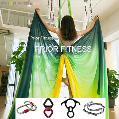 PRIOR FITNESS 7 Meters colorful Flying ombre aerial silk set Trapeze Sling Kit Extension Nylon Yoga Swing