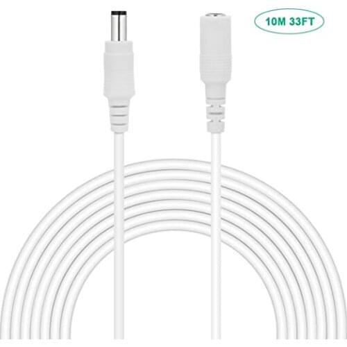 DC Power Extension Cable 10M/33Ft 2.1mm x 5.5mm Male to Female for Wireless Security/CCTV/IP Camera Standalone DVR, LED Light