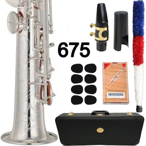 Japan Bb Soprano Saxophone 675 Silvering Lacquer Musical Instruments Professional Soprano Sax With Case Mouthpiece Reeds Neck