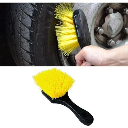 YOLU 1 Pcs Vehicle Wheel Brush Washing Car Tire Rim Cleaning Handle Brush Tool for Car Truck Bicycle Motorcycle Brush Tool