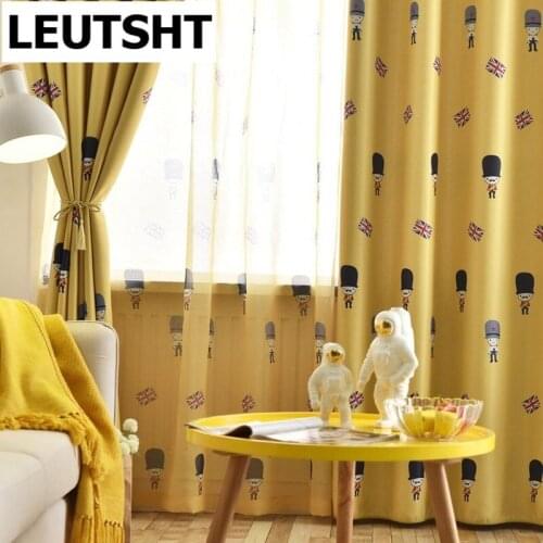 Yellow Blue Blackout Kids Curtain for Children Bedroom Living Room British Soldier Curtain for Boy Room