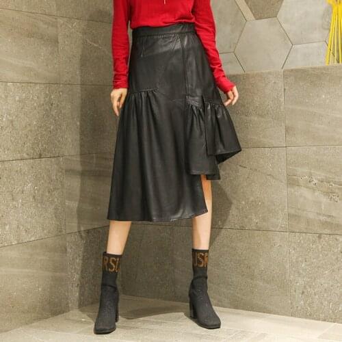 Genuine Sheepskin Leather Womens Summer Skirts 20201 Female High Waist Skirt Elegant Mermaid Skirts Femme Jupes Zjt2531