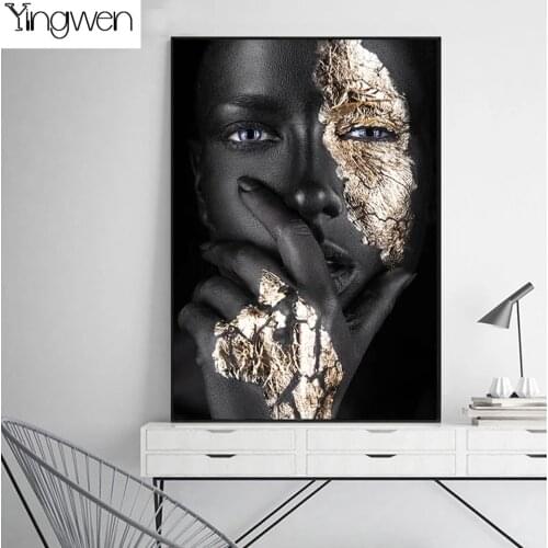Gold And Black Woman 5D Diy Diamond Painting African Women Cross Stitch Diamond Mosaic Embroidery Gift Modern Wall Art Pictures