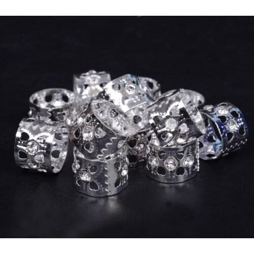 20pcs Hair Rings Dreadlock Beads for Braids Inlaid Diamond Metal Hair Beads Adjustable Hair Braid African Braid Cuff Clips