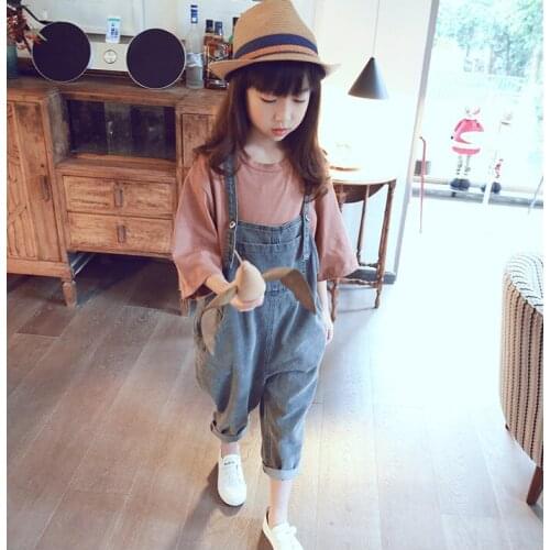 2017 New Girls Denim Overalls Kids Pants Jeans Brand High Quality Girls Overall Jeans Kids Jumpsuit Bib Pants for Girls 3-12Y