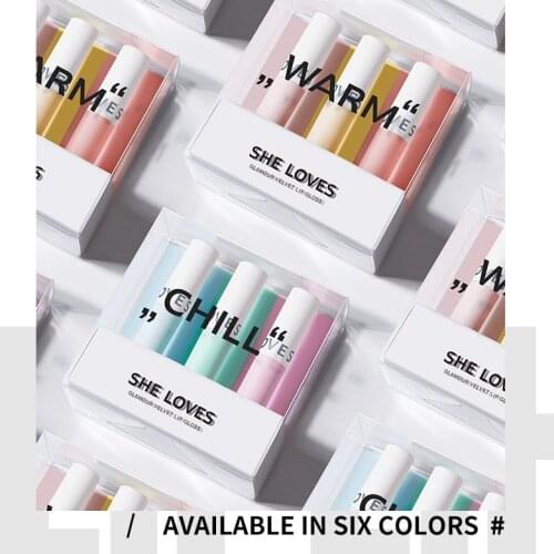 3 Pcs/set Lip Glaze Matte Velvet Good Adhesion Waterproof Moisturizing Non-fading Long-lasting Belleza Labiales Maquillaje TSLM1