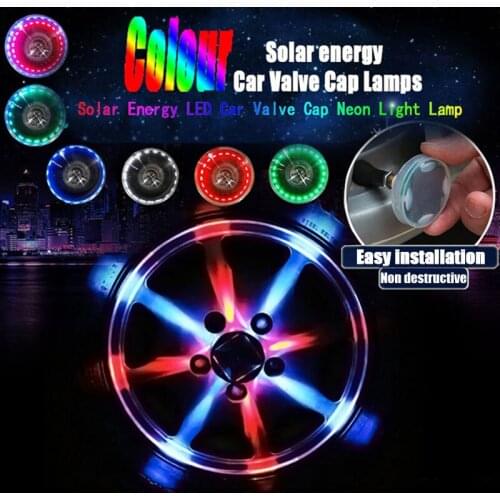 4 pcs auto decorate night light led wheel Valve port tyre tire light bicycle motorcycle solar energy car valve cap light