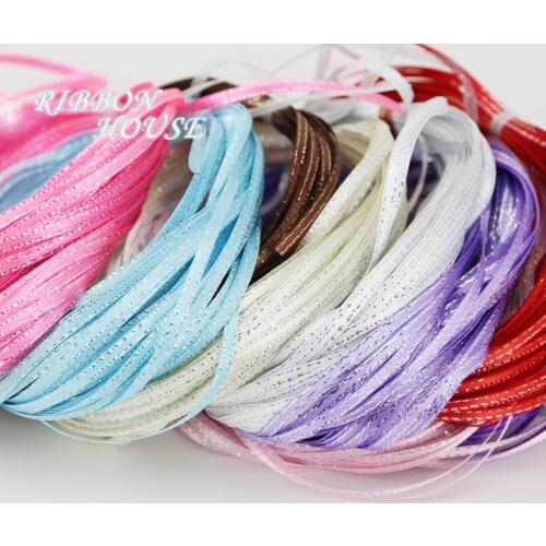 40 meters/lot) 3mm Silver Edge Satin ribbon lace fabric DIY Jewelry Decorative Accessories Key Bag