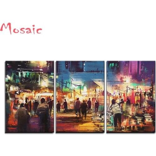 DIY Diamond Painting Cross Stitch of Shopping Street City with Colorful Nightlife - Modern Home Decor,Diamond Embroidery Crafts