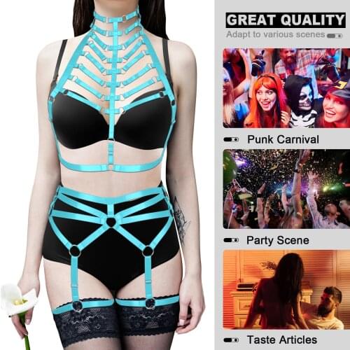 Bdsm Sexy Full Body Harness Belt Bondage Lingerie Women Punk Restrict Chest Straps Bra With Garter Slim Belts Bikini Party Rave