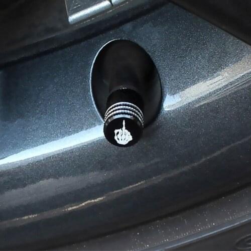D2TB 4Pcs/Set Car Styling Aluminium Alloy Middle Finger Logo Tire Valve-Caps Wheel Tires Stem Air Airtight Covers