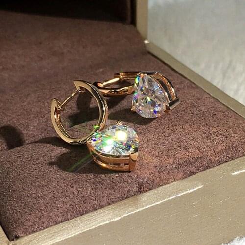 Cute Love Heart Crystal Gold Color Stud Earrings Fashion Rhinestone Jewelry Earrings For Women Wholesale Brincos