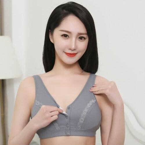 Women Sports Solid Wirelss Bra Front Button Cotton Comfort Bra plus Size