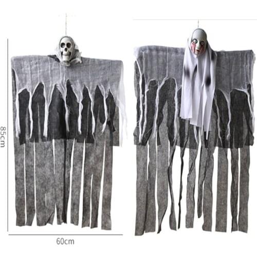 Halloween Hanging Ghost Horror Decoration Props Skull Head Hanging Ghost Pendant Eyes Bleeding Female Ghost Door Curtain