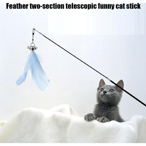 Cat Feather Toy Feather Teaser Stick Wand Pet Cat Interaction Telescopic Feather Cat Rods Stick Decompression Cat Toy