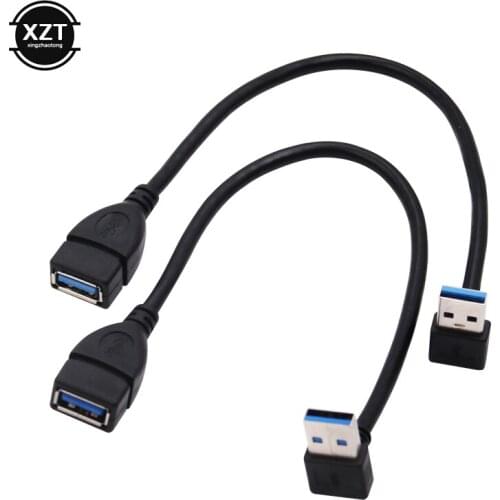 2pcs USB 3.0 Male to Female Adapter Left/Right Angle 90 Degree Extension Cable Up/Down USB3.0 Charging/Data Transfer Cord Wire