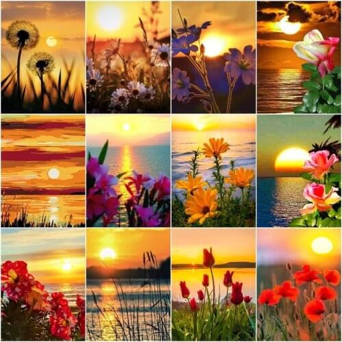 CHENISTORY Painting By Number Flowers Drawing On Canvas Handpainted Painting Art Gift DIY Set Sun Landscape Kits Home Decor