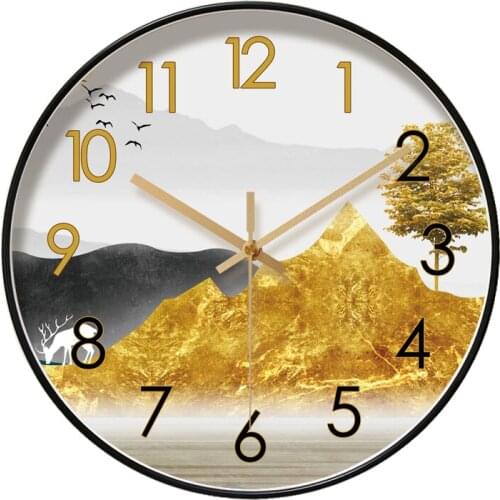 Round Creative Mute Modern Design Large Wall Clock Clocks for Home Kitchen Living Room Decor Battery Operated Silent