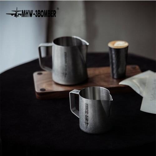 400/500/600/700ml Coffee Milk Jug Graining Stainless Steel Frothing Pitcher Pull Flower Cup Espresso Frothers Mug Coffee Tools