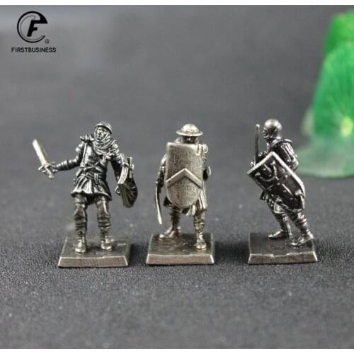 Metal Copper European Medieval Legionnaire Shield Soldiers Model Figurines Miniatures Desktop Game Decorations Toy Ornament Gift