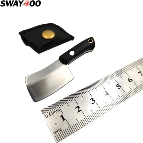 Swayboo Mini Fixed Blade Knife Stainless Steel Ebony Handle Pocket Knife Leather Titanium Kitchen cutter key Knife Hand Tool