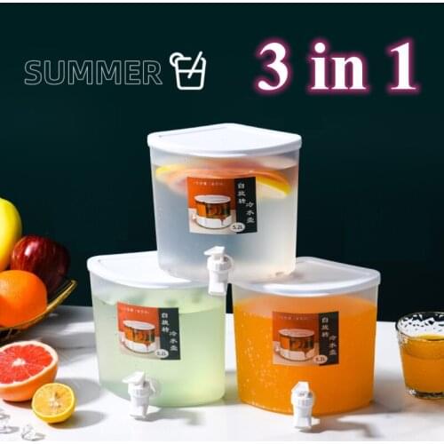 Multifunctional 3 In 1 Cold Kettle With Faucet Summer Cold Water Bottle Large Capacity Lemon Fruit Teapot Kitchen Accessories