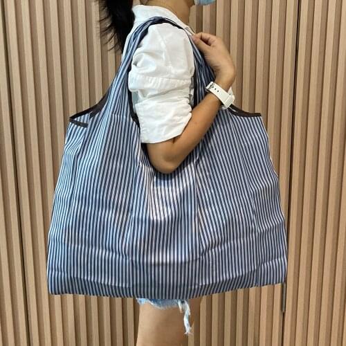 Reusable Grocery Bags Large-Capacity Shopping Bags Foldable Womens Bags High-Quality Handbags Washable Tote Bags Solid Colors