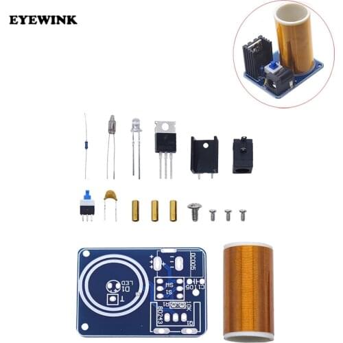 New BD243 Mini Tesla Coil Kit Magic Props DIY Parts Empty Lights Technology Electronics