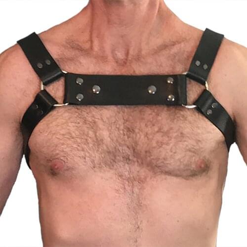 Male Leather Lingerie Sexual Chest Harness Men Adjustable BDSM Gay Body Bondage Harness Belts Fetish Rave Gay Clothing for Sex