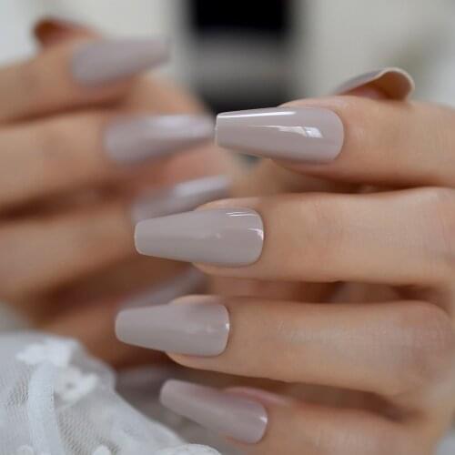 Optionals Pure Color Medium Coffin DIY Nail Full Cover Fake Nails SImple Design Wholesale Fingernails EchiQnails