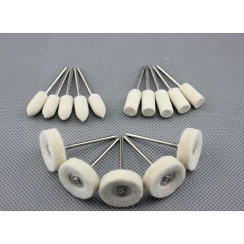 15pcs Wool Polishing Wheels Head Buffing Grinding Jewelry Precious Felt Fits Dremel Rotary Tool Accessories Metals Abrasive Pad