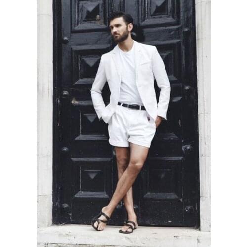 2017 Latest Coat Pant Designs White Casual Men Suit Short Pant Slim Fit 2 Piece Summer Tuxedo Custom Prom Suits Terno Masculino