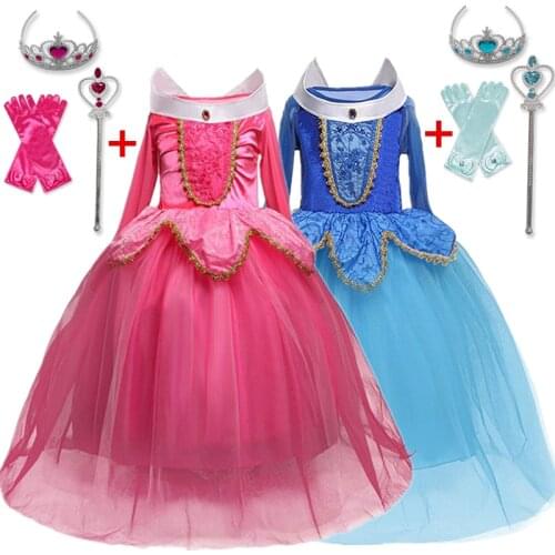 Princess Girls Dress Children Fantasia Halloween Party Carnival Costume Kids Long Sleeve 4 Layers Vestidos
