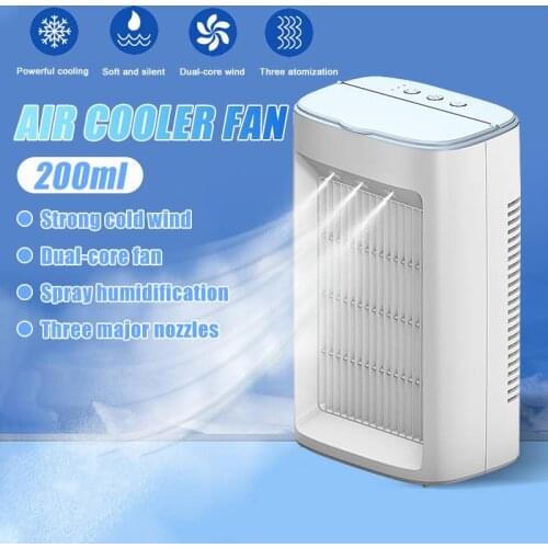 Portable Air Cooler Fan USB Air Conditioner with 200ml Water Tank Desktop Air Cooling Fan Humidifier Purifier For Office Bedroom