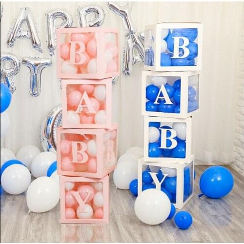 Transparent Baby Shower Box Boy Girl Birthday Decor 1st One First Birthday Wedding Party Decor Christening Babyshower Supplies
